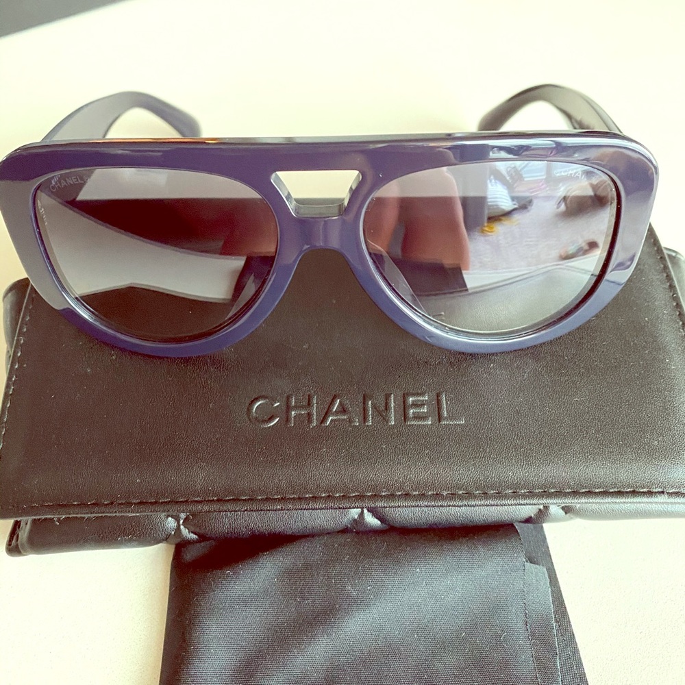 Chanel pilot navy sunglasses